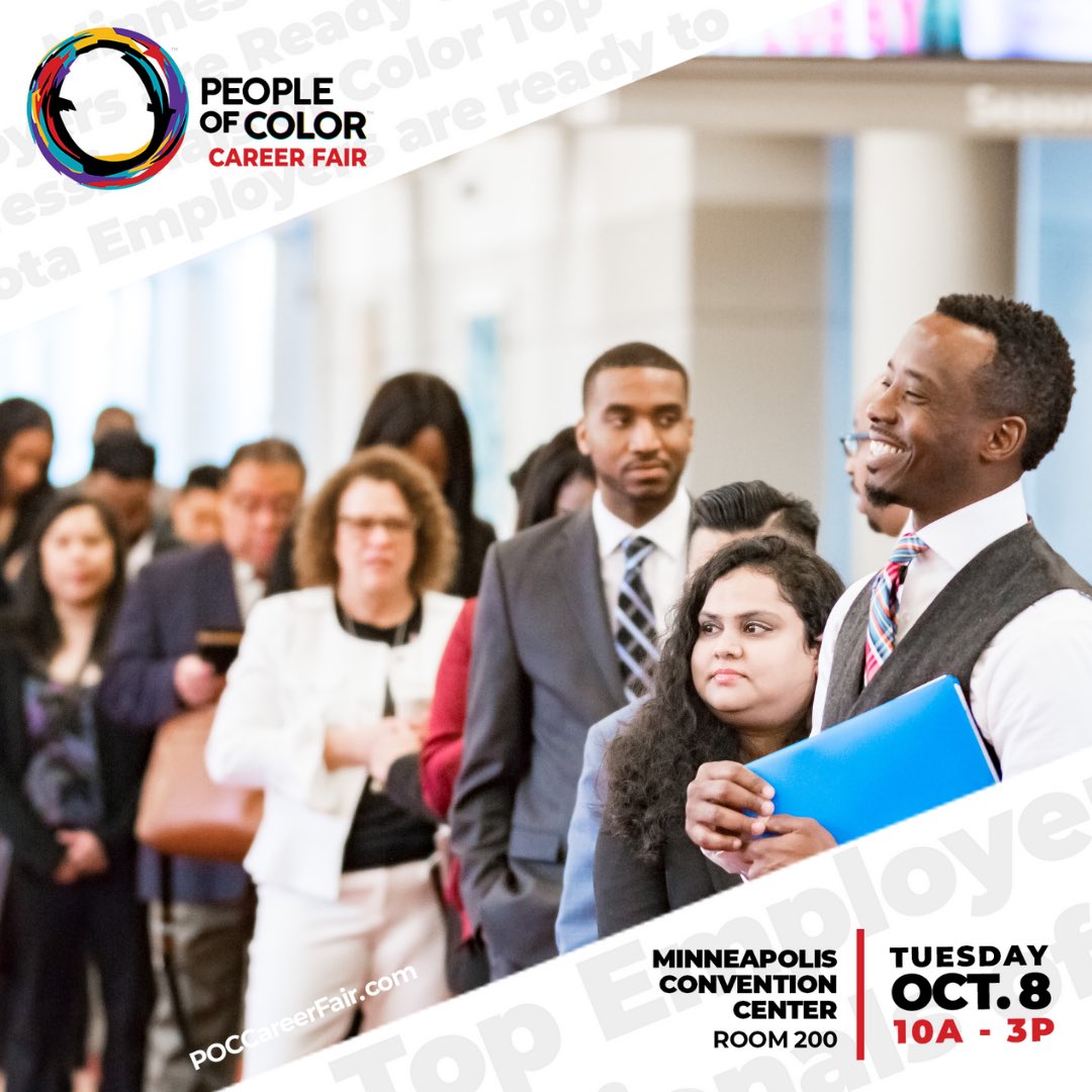 POCCareerFair's tweet image. The early 🐦 gets the 🐛! Professional headshots and registration line starts at 9am.

Join us for the People Of Color Career Fair today at the Minneapolis Convention Center Room 200 from 10am-3pm. 👉🏾 POCCareerFair.com

📢: #POCCareerFair #POCCareers #ProfessionalsOfColor