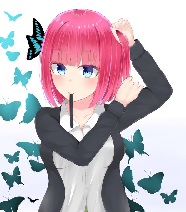 ハツナギさんがTwitterに投稿した中野二乃(五等分の花嫁)のイラスト。