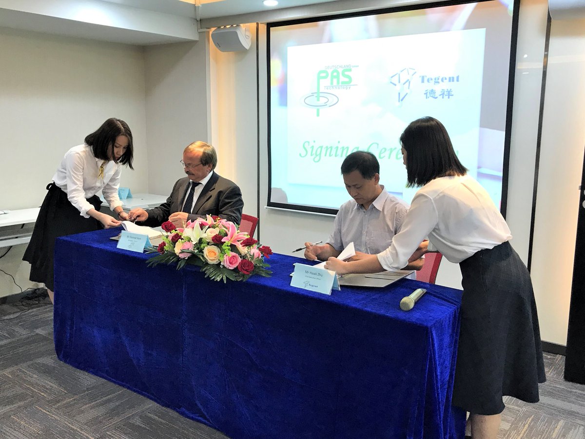 pas_tec's tweet photo. It is official! 🎉 We have a new #business partner in China. At the end of August, Dietmar and Georg were in Guangzhou and Hong Kong and signed a partnership agreement with #Tegent Scientific Ltd. at a signing ceremony.
We are looking forward to the future #cooperation! https://t.co/0mF7OKYR5N