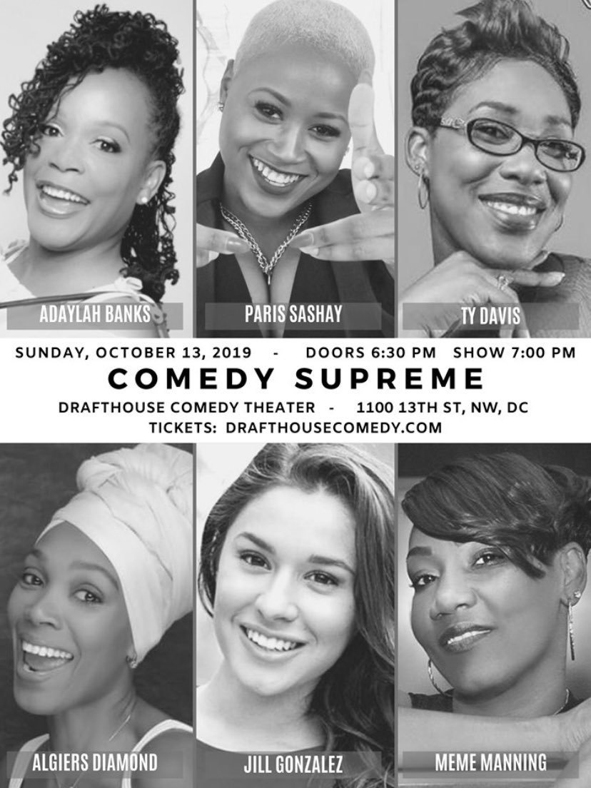 Comedy Supreme’s 9th Anniversary headlined by <a href="/ParisSashay/">ParisSashay</a>, featuring @ComedianTyDavis, @nyeshakelishe Sunday, Oct 13 <a href="/7pm/">Huong Le</a> at the Drafthouse Comedy Theater! Tix: drafthousecomedy.com