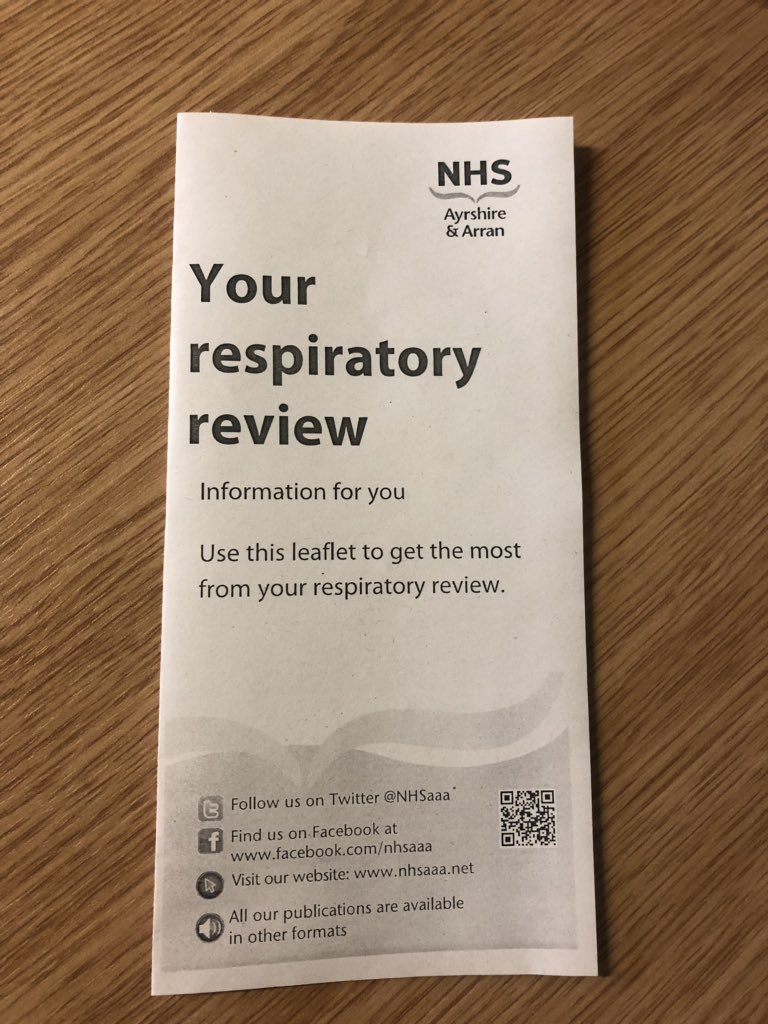 Your Respiratory Review - launch of a NHS Ayrshire &amp; Arran leaflet to help people prepare for, and take an active part in their appointments nhsaaa.net/media/7663/mis…