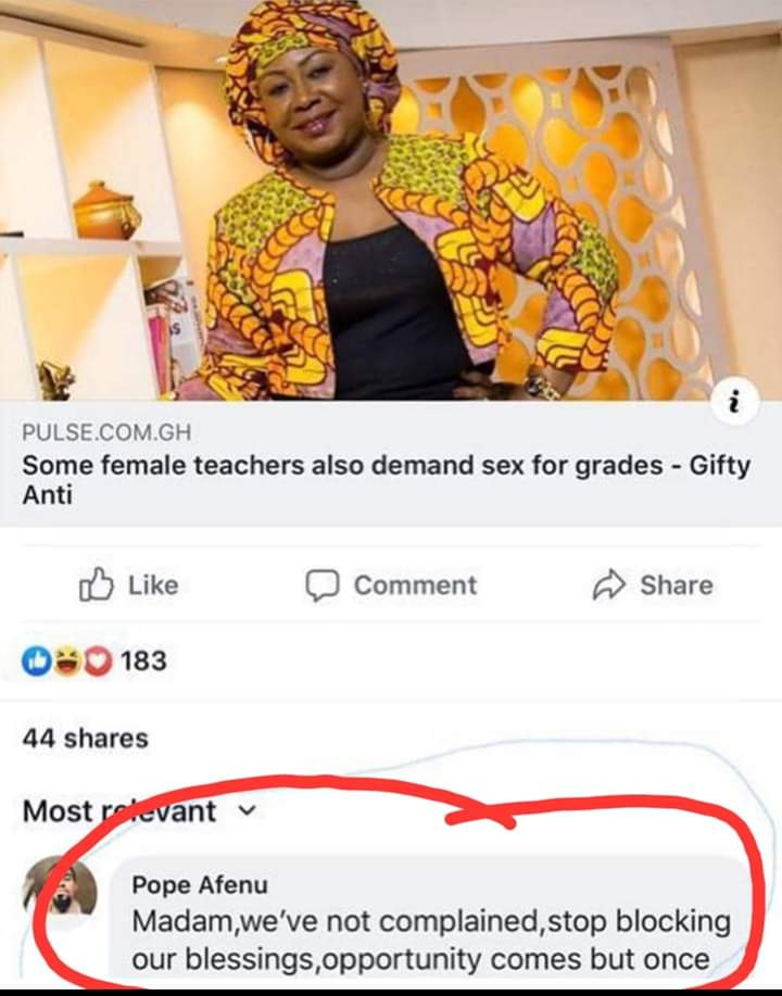 mavis_quaye's tweet photo. Let me leave this here #sexforgrades https://t.co/siqvXJNMnu