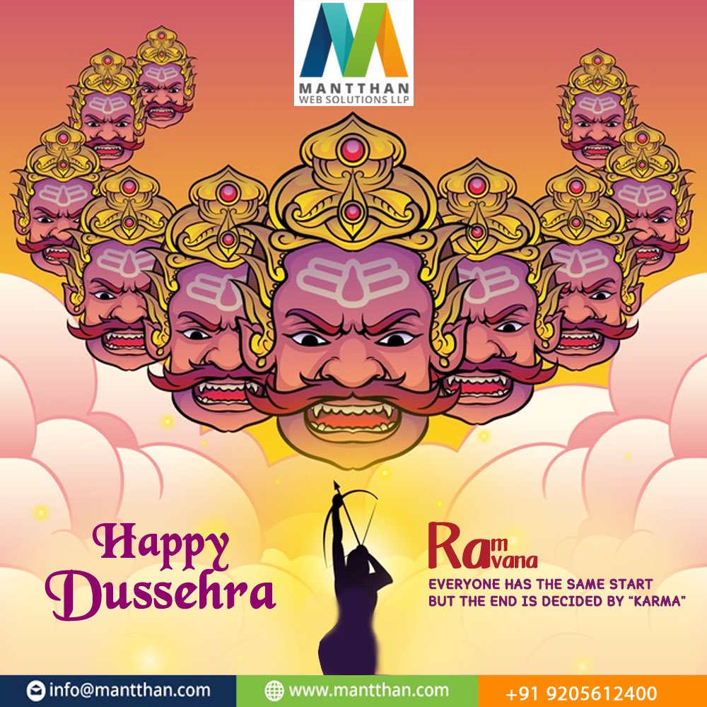 mantthan_web's tweet photo. It's time to celebrate the triumph of good over evil! 
A very #HappyDussehra  from all of us at #Mantthan Web Solutions LLP

#VijayaDashami2019 #HappyDussehra2019 https://t.co/bV64YfJdZU