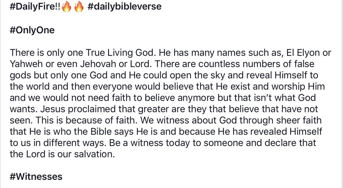 HndsNFeet's tweet image. #DailyFire!!🔥🔥 #dailybibleverse

#OnlyOne

#Witnesses