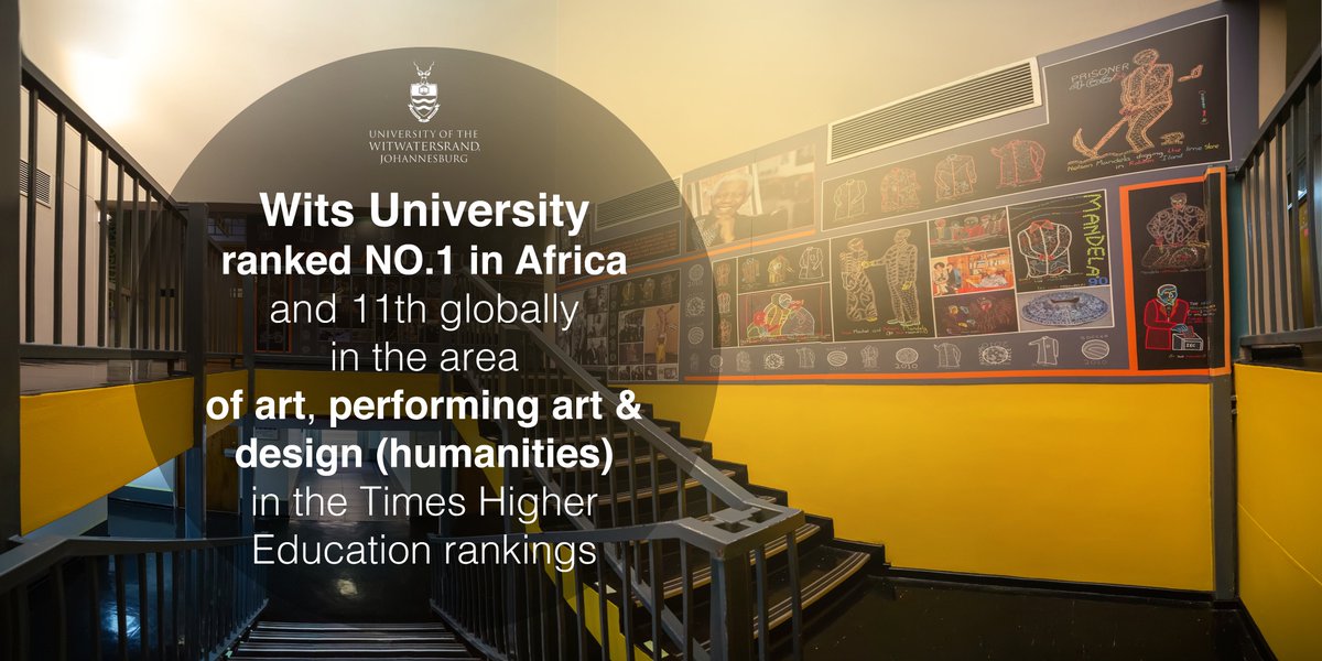 💯🏛️ Wits University has been ranked NUMBER ONE 🔝 in Africa by the <a href="/timeshighered/">Times Higher Education</a> (Times Higher Education) rankings in the area of art, performing arts &amp; design (humanities) 🎭🎨🖼️. Read more about the ranking here: bit.ly/35aAdvX #ProudWitsie #Halala #WitsForGood