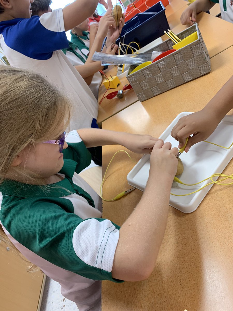 JPS_Year4's tweet photo. Do potatoes conduct electricity? What about salt water?! #JPS4A are investigating these questions! #JPSscience #JPSwonder #JPSyear4 @MadScienceGroup https://t.co/2Ej76QzTZB