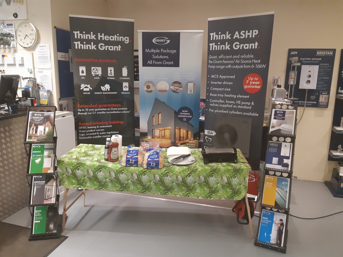 myGrantUK's tweet photo. Gareth Farr is set up for a #BreakfastMorning with #Dougfields in #Cheltenham. Pop by if you are in the area to learn more about our latest products and news. Gareth will be in branch until noon #ThinkHeatingThinkGrant https://t.co/01UEnNJJcg