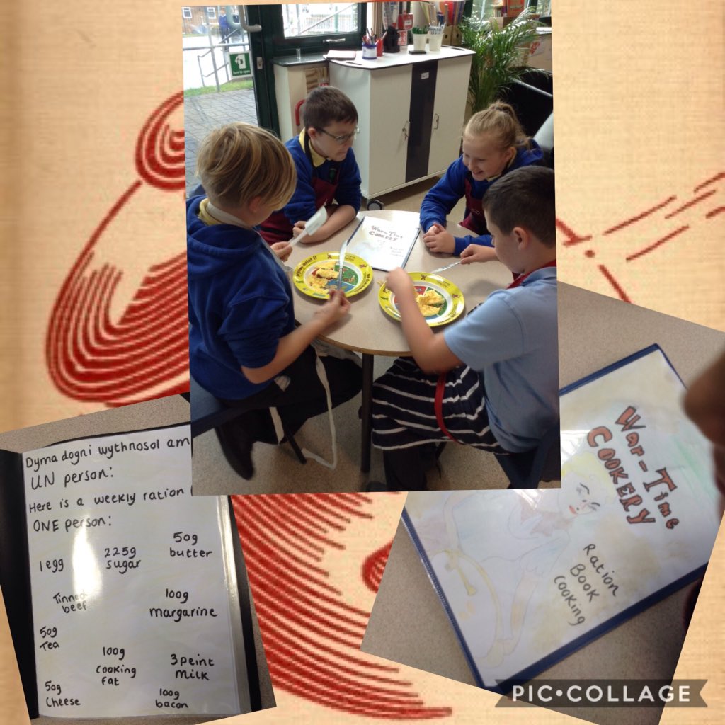 We are very enthusiastic learners in blwyddyn 6 this morning. We have researched our own war time recipe to cook an omelette using rations. We shared our finished recipe into 4 quarters. 🍳🧀🍴#EthicalElis #EnterprisingElen @Blackwood_PS