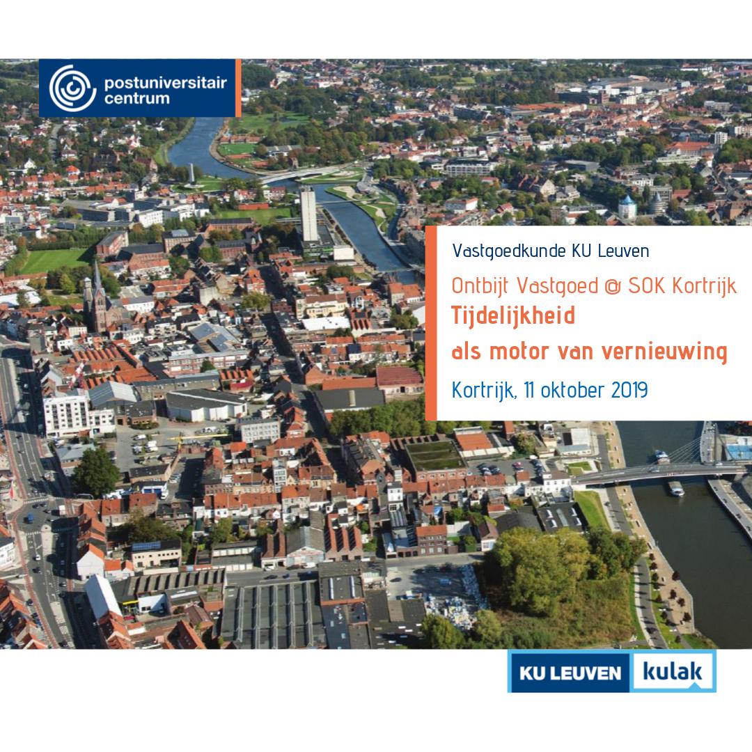 Laatste kans om in te schrijven voor het eerste Ontbijt Vastgoed van dit najaar. We zijn te gast bij SOK Kortrijk, waar leegstand een tijdelijke invulling krijgt tijdens het ontwikkelingsproces ... en zo een motor is voor innovatie en creatie.  puc.kuleuven-kulak.be/opleidingen/in…