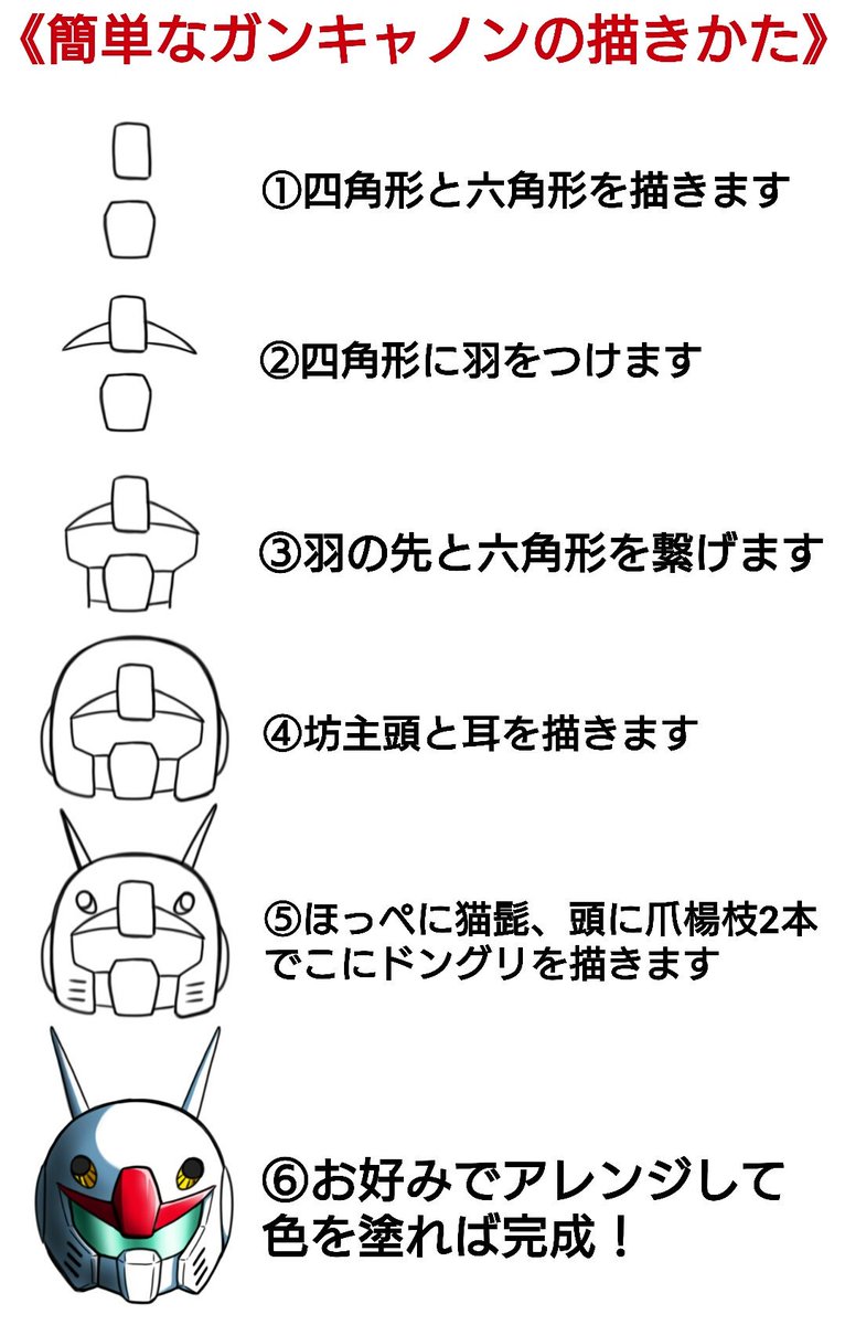 39某 على تويتر たくさんの いいね ありがとうございます もしかしたら見た事ある人がいるかもしれない 前にやったザクの描き方のガンキャノン版です