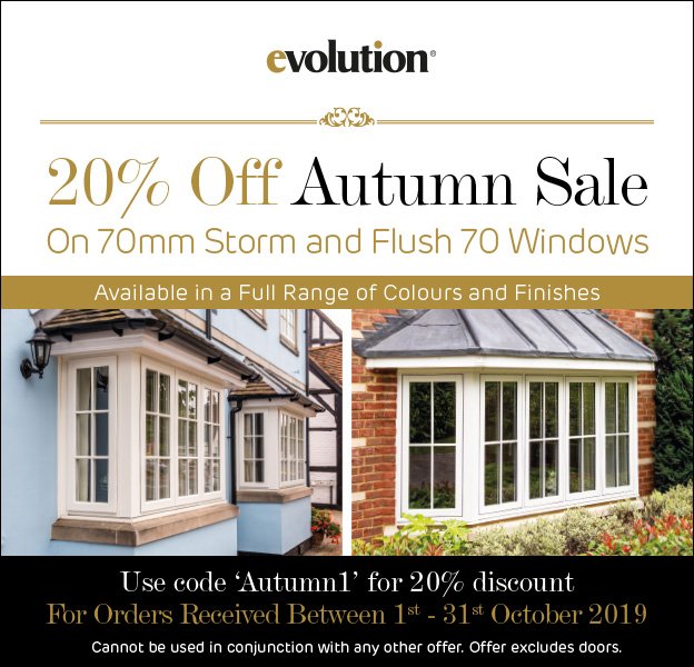 In our Autumn Sale, receive 20% off 70mm Storm and Flush 70 Windows for orders received by 31st October. Find your local installer here evolutionwindows.com/installers