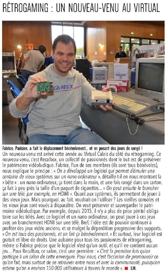 Ravi d'avoir été interviewé par #NordLittoral à l'occasion du <a href="/VirtualCalais/">Virtual Calais</a> pour présenter le projet <a href="/recalbox/">Recalbox 🎮👾</a>, dédié à la préservation et à la sauvegarde du patrimoine vidéoludique de notre enfance ! 😃👍
#Recalbox #RetroGaming #JeuxVidéo