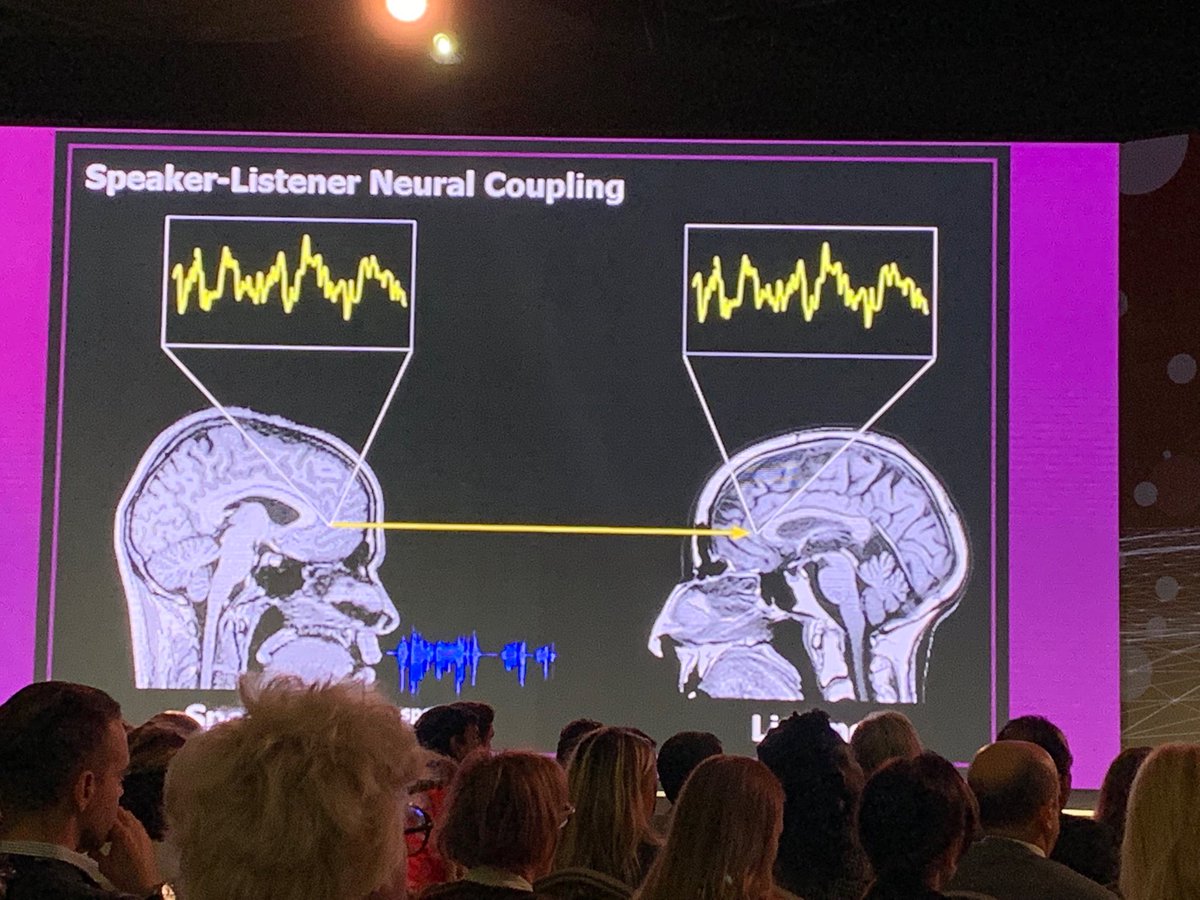 CathMcgavock's tweet photo. Apparently when 2 strangers have a proper conversation their brainwaves actually synch - phenomenal keynote from @CelesteHeadlee #talkdonttext #corporateclubconference2019 #expandingtheopportunities @GlobalBTA @GBTAEurope https://t.co/3pLp0LCPPO