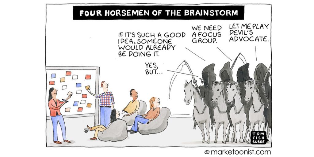 MarketingWeekEd's tweet image. 'It takes a special environment to nurture and incubate ideas at their most fragile, and to allow even the dopey ideas to get a hearing.' @tomfishburne @marketoonist 
marketingweek.com/marketoonist-o…