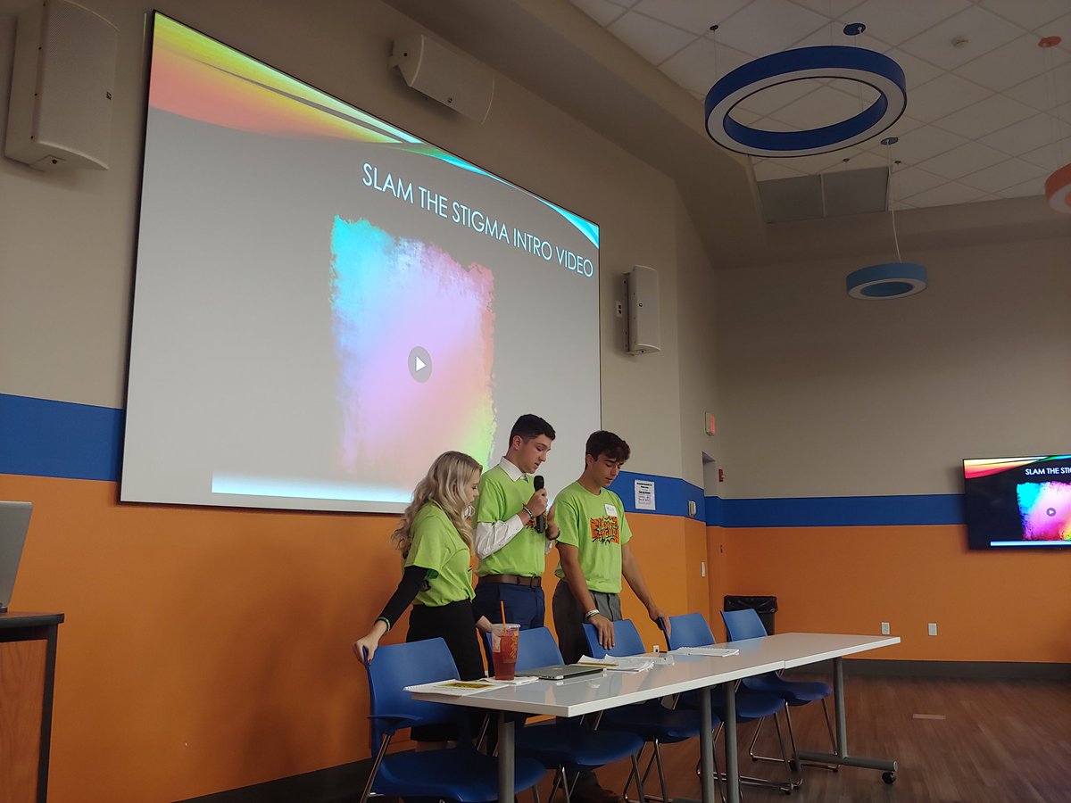 Great start to the SLAM the STIGMA event!!! Norwin students debriefing a video about stigma and mental health #slamatstepup