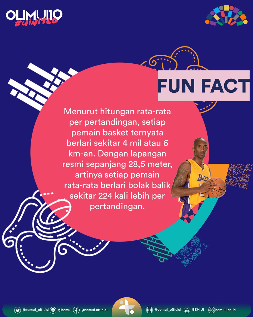 [20 HARI MENUJU OLIM UI 2019]

Halo, UI!

Tinggal 20 hari lagi menuju hari yang dinanti! Sudah siapkah kamu menyambutnya? Matangkanlah persiapanmu dan raihlah kemenangan!

Yuk, simak funfact mengenai cabang olahraga basket!

OLIM UI 2019