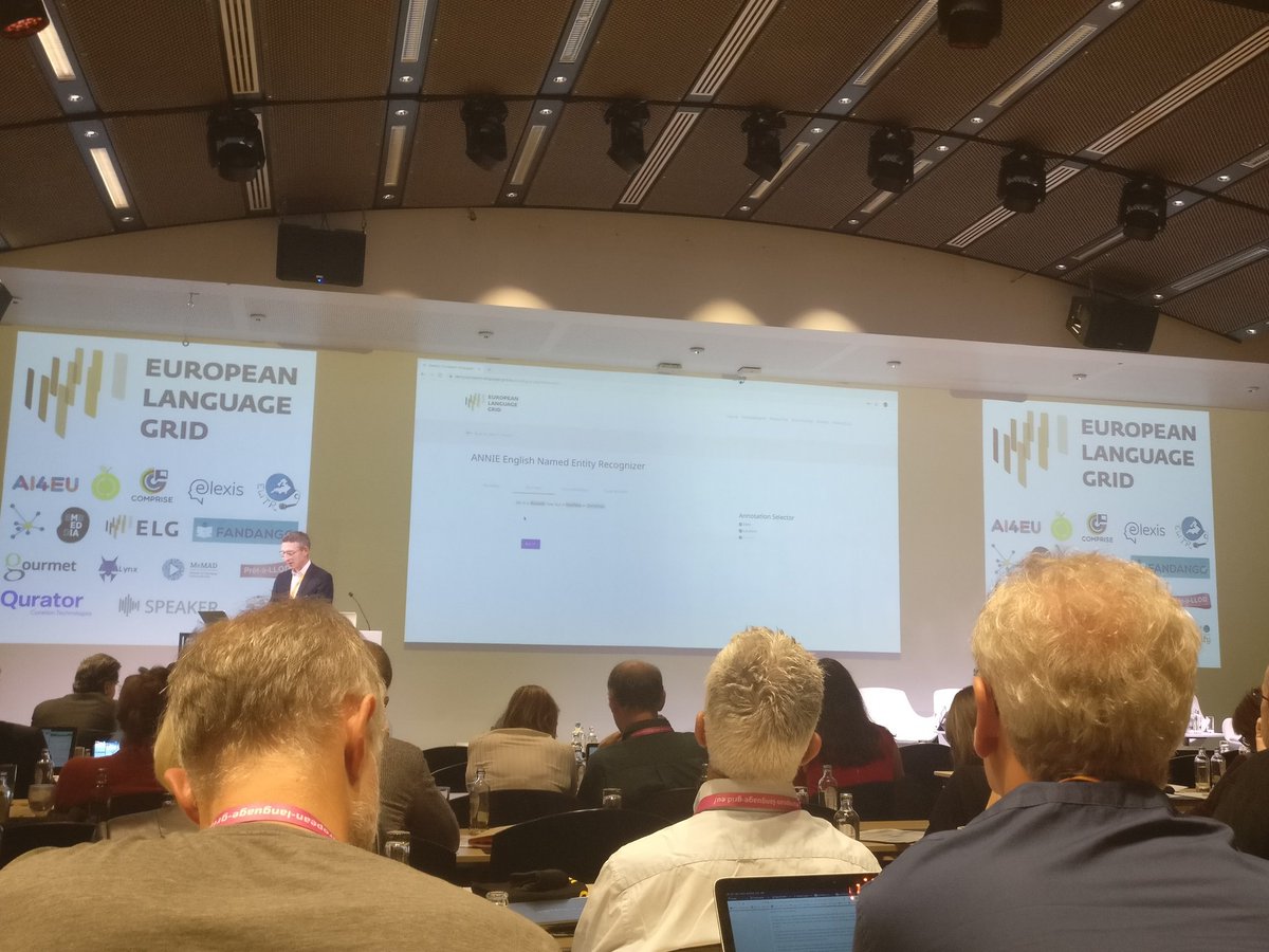 SummaEu's tweet photo. First #europeanlanguagegrid  demo with English-German translation and named entity recognition  at #metaforum 2019 in Brussels. Good to see some output already. Looking forward to more. https://t.co/SYRlScuChe