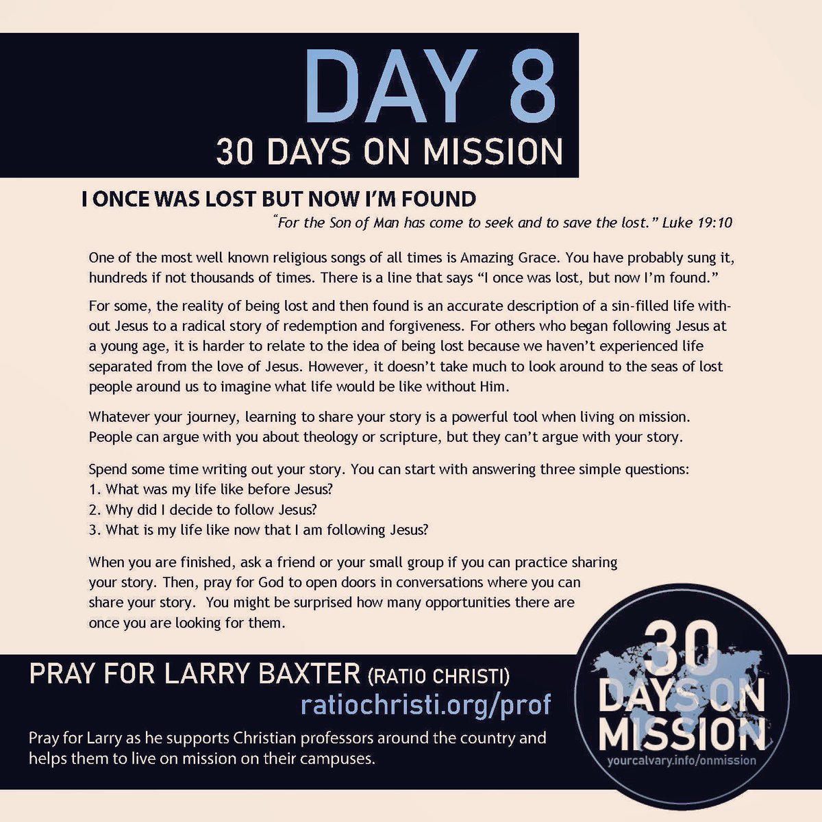 YourCalvary's tweet photo. Today is Day 8 of our 30 Days on Mission at Calvary. @ltbaxter @RatioChristi #30DaysOnMission #OnMission https://t.co/VxugeMartp