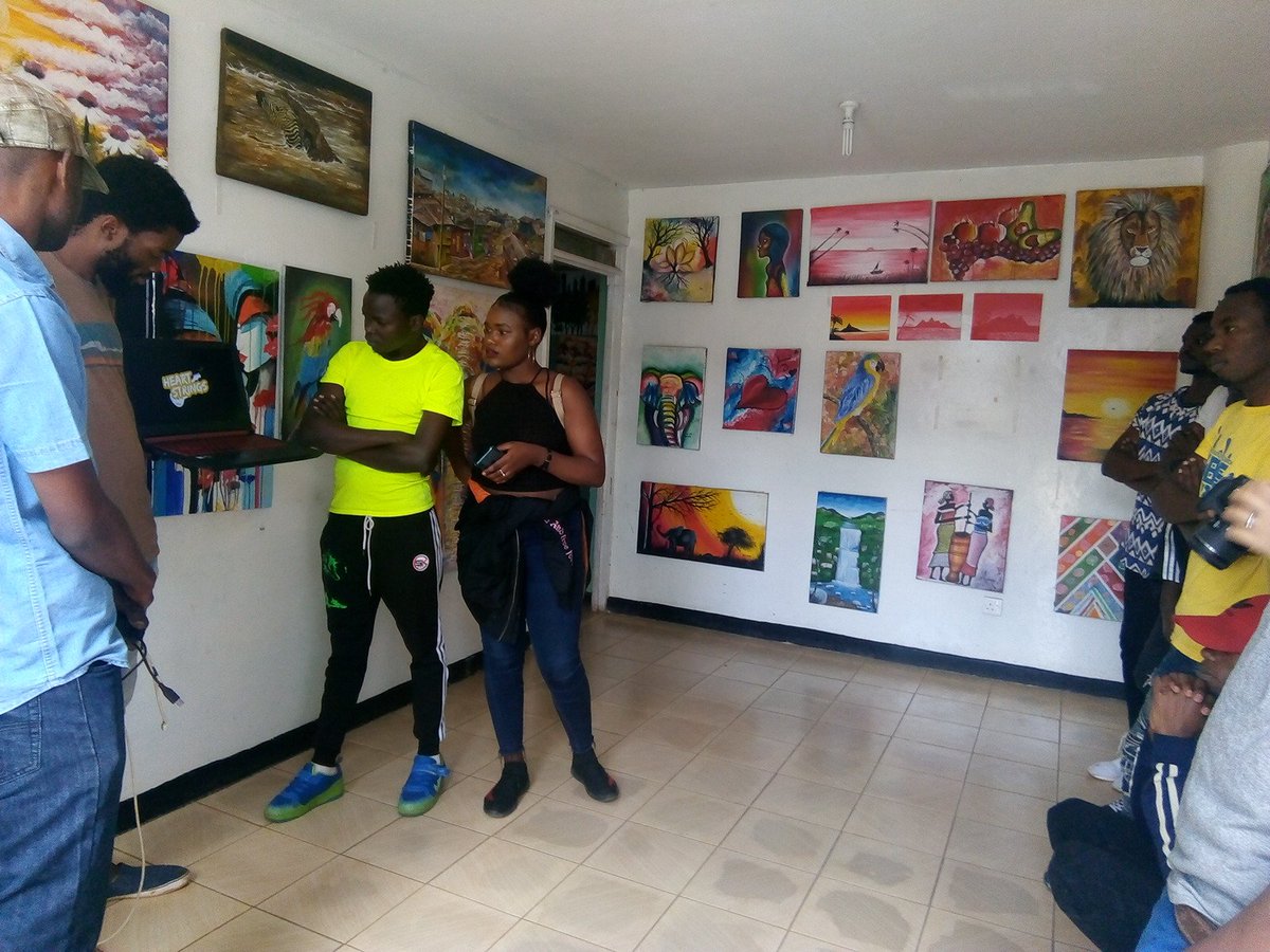 TRF_EA's tweet photo. We love bringing people together! Inspired by a visit by @bartondamer of Already Been Chewed, today @G5mbarty of @martianfx spent time with artists from @uwezakenya talking about opportunities in digital art. https://t.co/o0m3TG1EOX