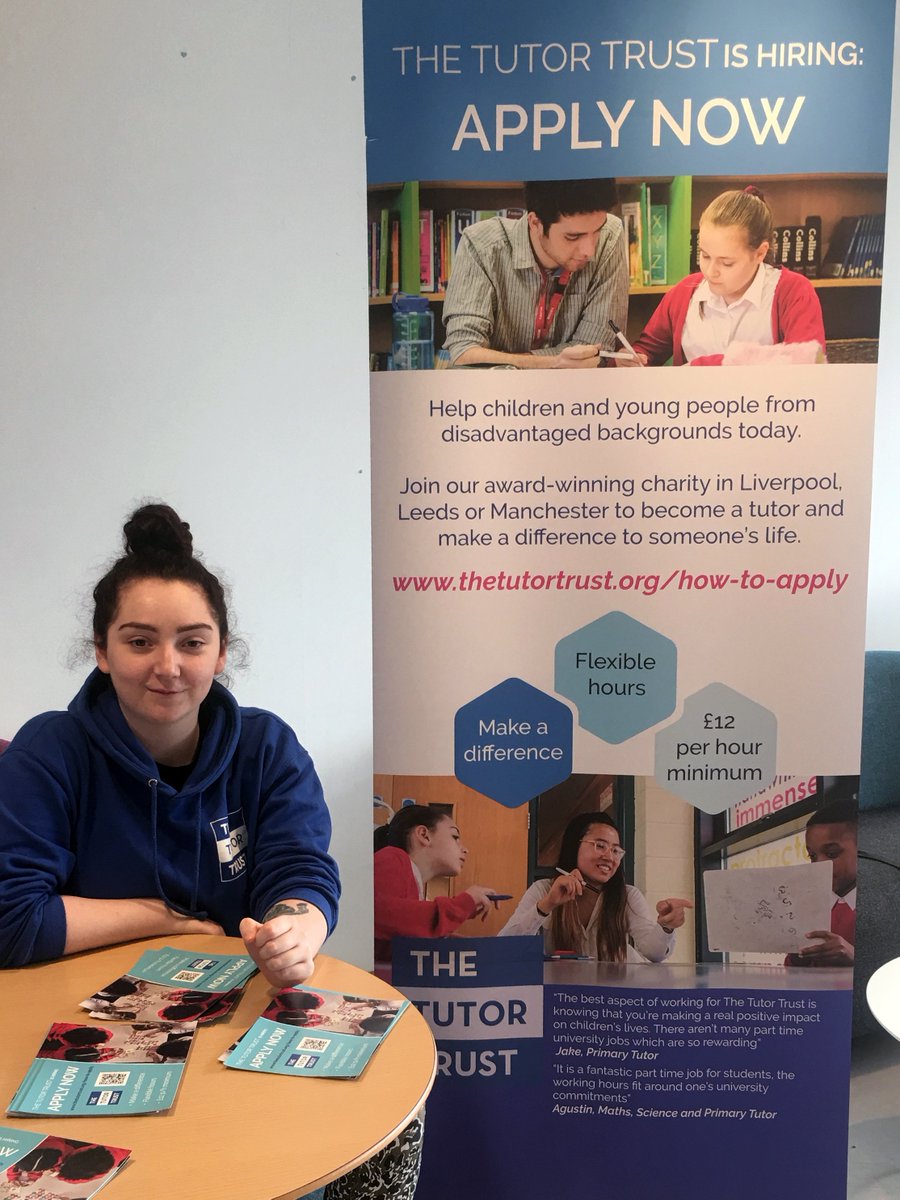 livunicareers's tweet photo. Find out more about part-time tutoring opportunities with @TheTutorTrust at their stand in the @LivUniLifeSci building this afternoon.
Jackie (& Aisha) are there to answer all of your questions!
#TutorTrust #PartTimeJob #LivUni https://t.co/eCRjjAiV8h