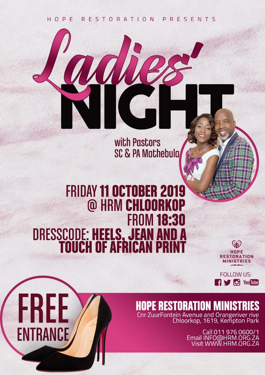 HopeRestoration's tweet photo. Ladies you are all invited to #LadiesNight fellowship this Friday, don't miss out since it'll be the last Ladies Night for the year and it promises to be lit🔥🔥 #TuesdayMotivation https://t.co/PeRMF60cc4