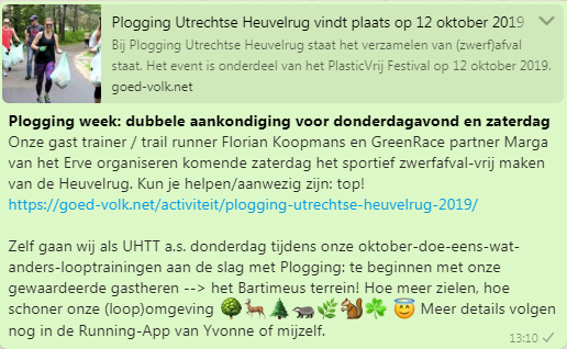 UtrHeuvelrugTri's tweet photo. #UHTT gaat deze week haar steentje bijdragen aan #GUHplasticvrij:

Donderdagavond plogging op/rondom het @Bartimeusnieuws terrein als alternatieve hardlooptraining

Voor de zaterdag promoten we https://t.co/BMYJgfpzlG v @GoedVolkUHR

Welkom om bij (1 van) beiden aan te sluiten! https://t.co/l7YTJfhmOL