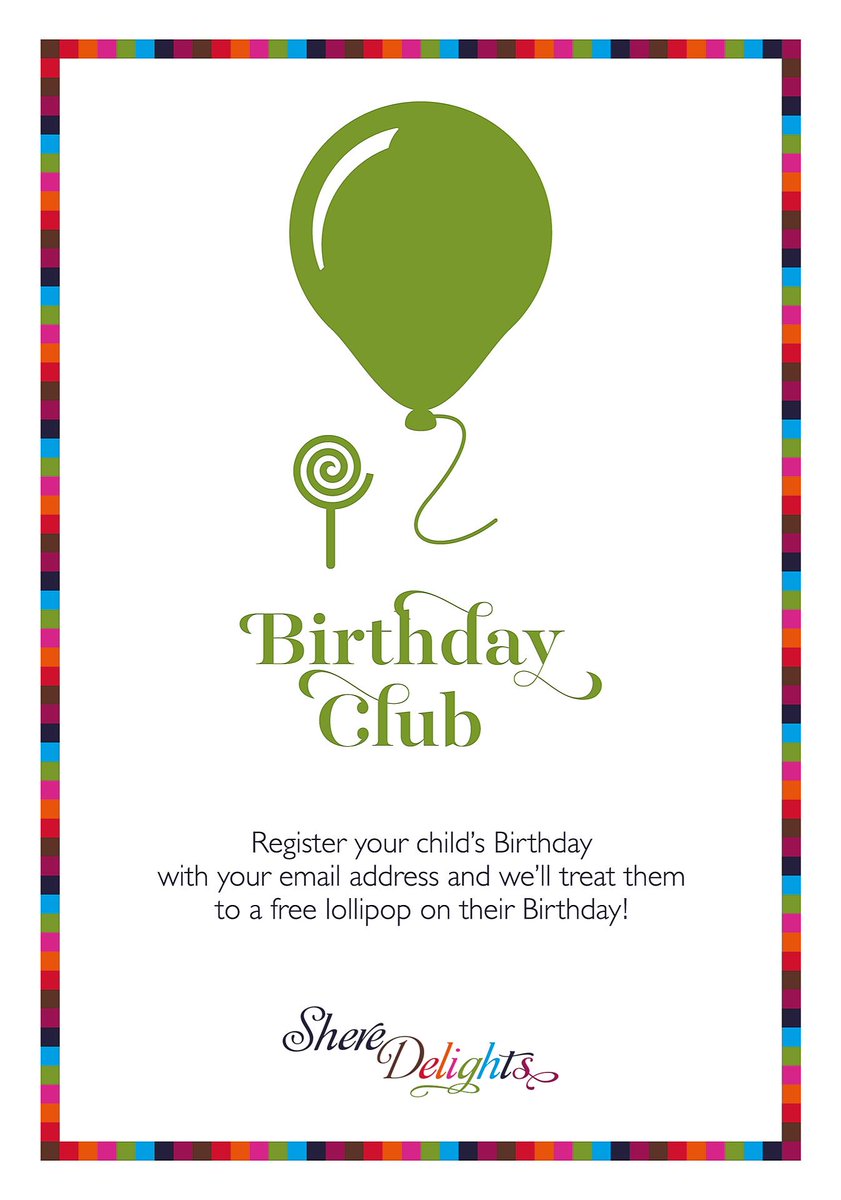 sheredelights's tweet photo. Because we know how important birthdays are to your little ones... join our Birthday Club by registering in our shop and they will receive a free lollipop on their special day 🎈 🎉

#sweets #icecream #chocolate #coffee #surrey #surreyhills https://t.co/EhGRs3Ivf3