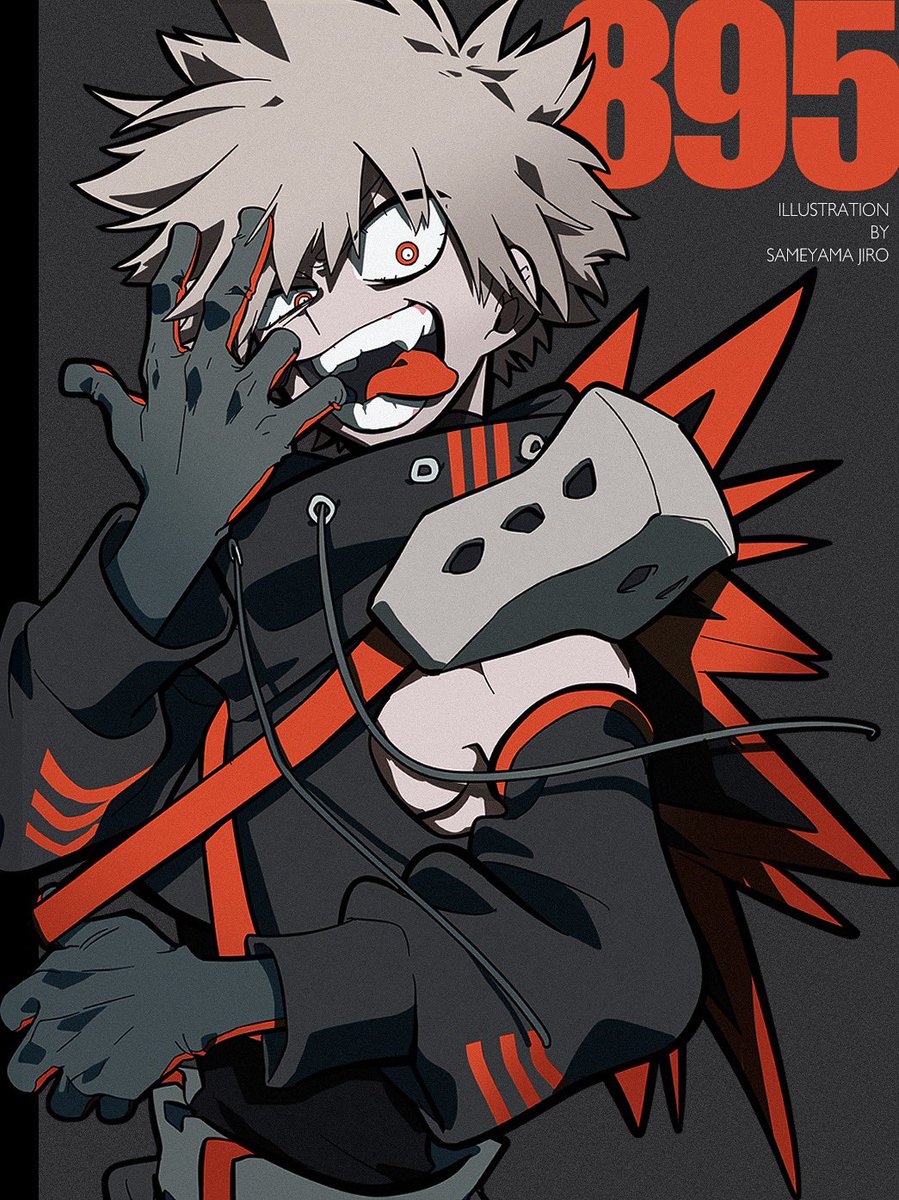 bakugou katsuki male focus 1boy spiked hair gloves tongue solo red eyes  illustration images