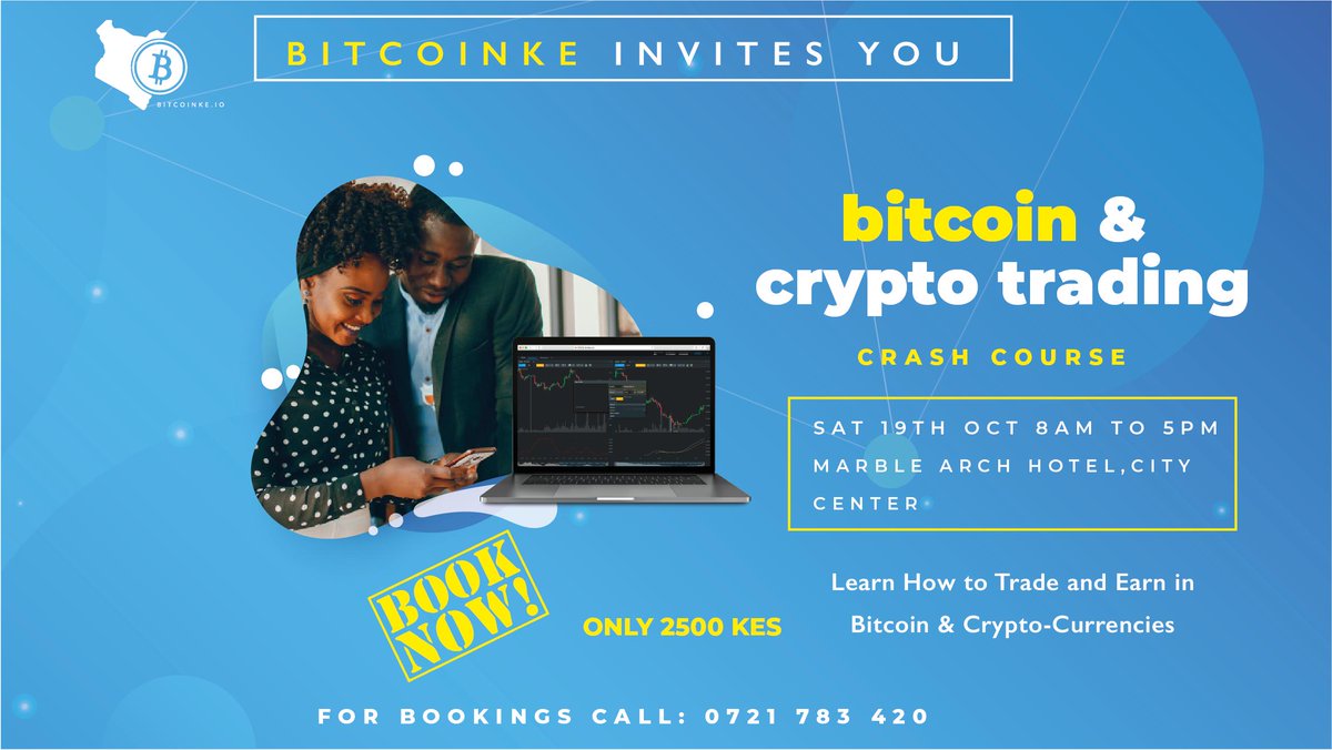 BitcoinKE's tweet photo. Have you signed up yet for our upcoming Bitcoin & Crypto Crash Course?
By the end of the course, you will be ready to get started as a Bitcoin & Crypto Trader.
Learn How to Become a Crypto Trader!
https://t.co/oagdwMEQYi
#BitcoinCrashCourseKE #CryptoCrashCourseKE https://t.co/XTA1DfOcYb