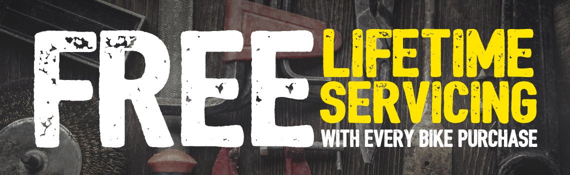 BACK DUE TO POPULAR DEMAND! 

Never pay for servicing again! Free lifetime servicing with every bike purchased in-store this October. Find out more ow.ly/M0cj50wFued