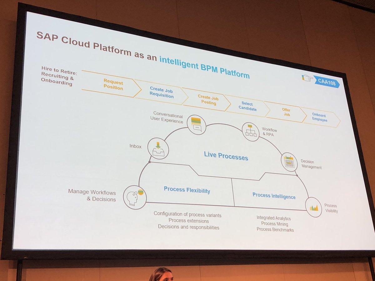 arnosergent's tweet photo. Great and insightful session on SAP Cloud Platform with @Chuergo16 Lots of great @sapcp innovations: #ExtensionFactory, the 2 programming models (open and ABAP), intelligent BPM #SAPTechEd https://t.co/SGBD8r4Ele