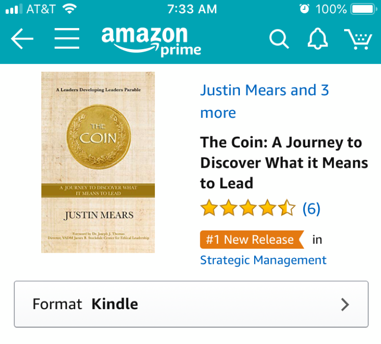 jmears26's tweet photo. It's been a pretty fun first week of sharing The Coin with everyone and seeing that #1 New Release show up!  But as always, the best is yet to come!  #thecoin #leadersdevelopingleaders #leadership #LeadershipDevelopment #character #arete 

https://t.co/tns9hrfz2m https://t.co/TzIehSNTD2
