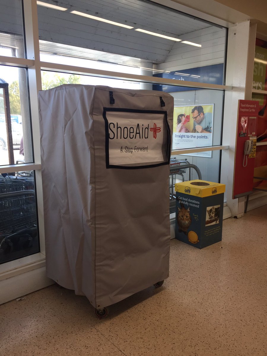 AshbyCommunity's tweet photo. We have our new collection point in store from lee at shoe aid - it’s bigger for more shoes and located at the front off store  - thank you to everyone who has donated so far @AshbyCommunity @commvoicemags @shoeaiduk https://t.co/gIOEujE4zD