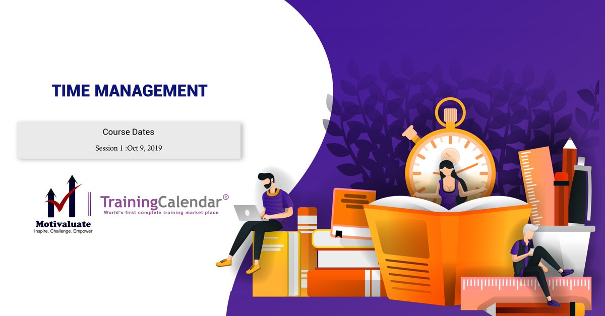 Trainingcal's tweet photo. @motivaluate conducts TIME MANAGEMENT Course on Oct 9, 2019, in Dubai. Join now! https://t.co/LkYDfOL5QA #timemanagement #upskill #TrainingCalendar https://t.co/JXK3LrZUbB