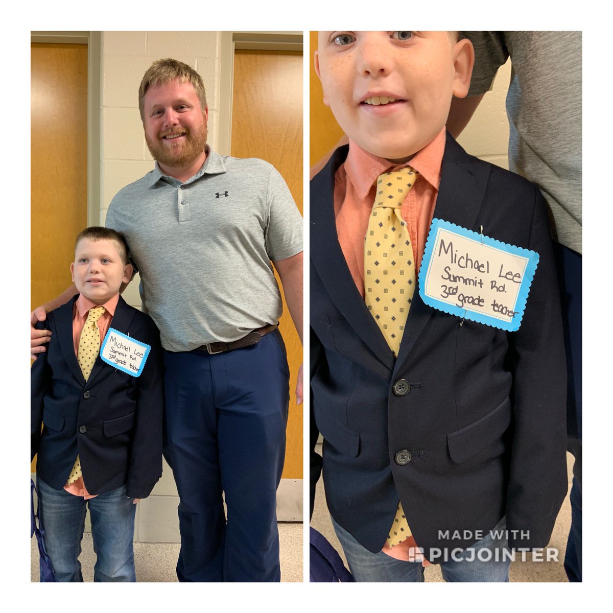 This 3rd grader dressed as his favorite hero, his teacher Mr. Lee <a href="/mrlee3rd/">Michael Lee</a> We think he’s a hero too! #reynmemories #reynproud
