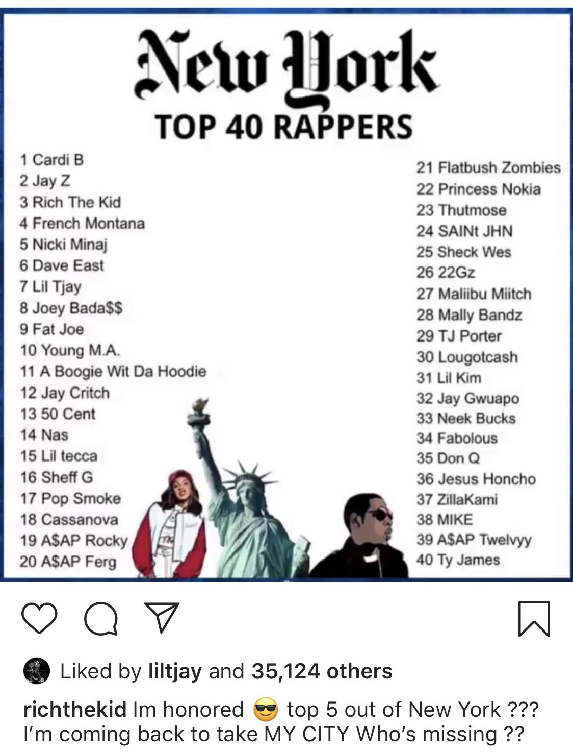 DJ Akademiks on Twitter: "Rich the Kid in on the top 40 rappers outta York list. Y'all agree with this ranking?? Who too high or too low? https://t.co/k5Rk2jbeFU" / Twitter