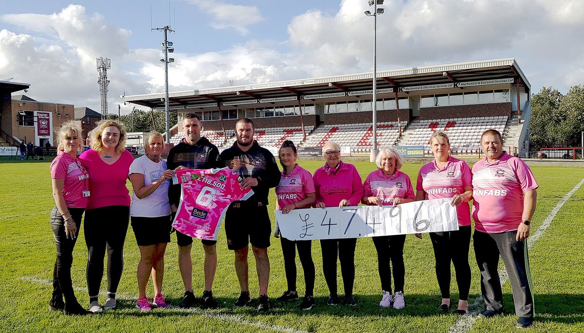 CoppaFeelPeople's tweet image. This weeks #BoobChamps are the phenomenal @BatleyRLFC. Each year they raise funds and awareness with 2,500 rugby fans at Beverley's Pink Weekend. This year they reached an incredible milestone by raising over £100k for their chosen charities. We were honoured to be one of them 💗