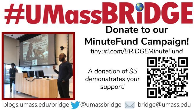 Last year <a href="/SES_UMass/">UMass SES</a> students started an awesome program called #UmassBridge to increase visibility of early-career scholars from underrepresented groups. It's an exceptionally important program, &amp; they are fundraising to expand to all @umass STEM depts!
minutefund.umass.edu/project/16148