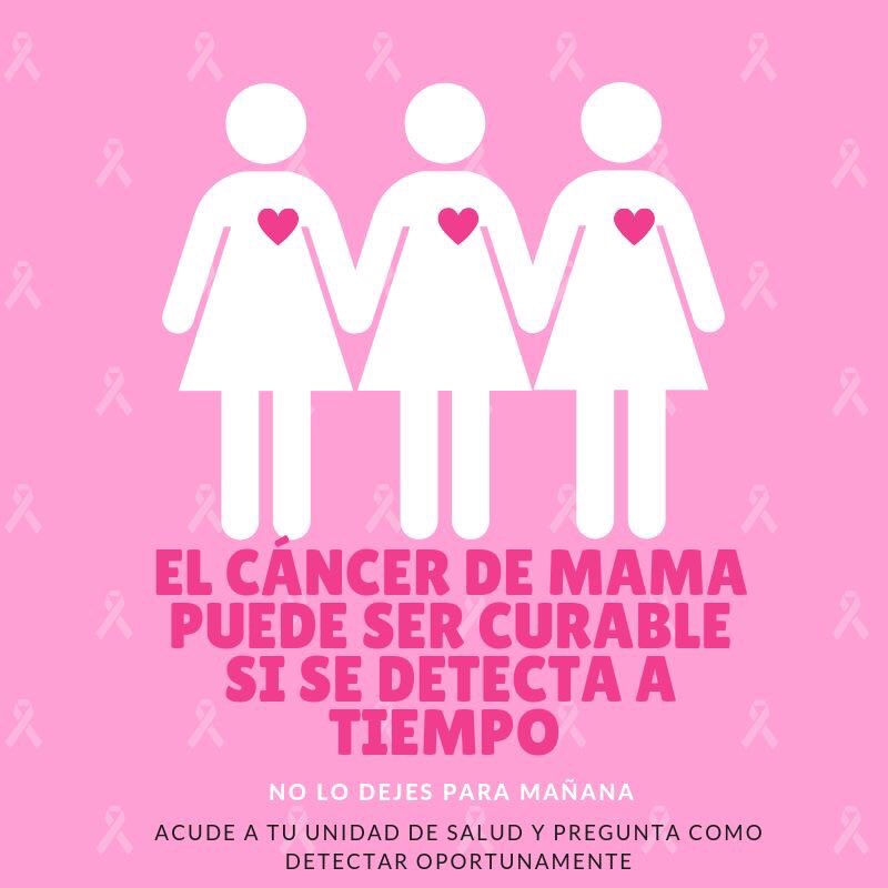CancerMujer's tweet photo. El principal riesgo para padecer cáncer de mama, es ser mujer.
TODAS tenemos riesgo de padecerlo.

Revisa tus mamas cada mes, eso te permitirá sensibilizar las yemas de tus dedos y que detectes cualquier cambio.
No lo dejes para mañana.
#OctubreRosa #CáncerDeMama #BreastCancer https://t.co/iig1BRuVPh