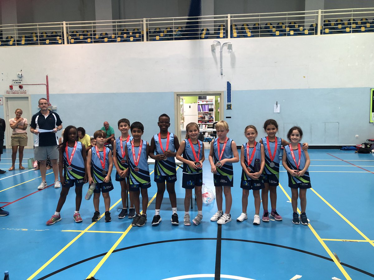 DCPEPrimary's tweet photo. Many congratulations to the WB Year 3 Athletics Team - a superb Silver medal today for the team! Only 17 points separating the the top 2 teams at the end of the competition! Thanks to ACS for hosting! @DohaCollege https://t.co/xaO2wwNfWu