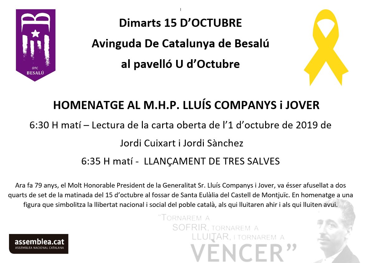 angelTolsanas's tweet photo. Homenatge als MHP de #Catalunya, als qui lluitaren ahir i als qui lluiten avui #llibertat #democràcia #ANC #omnium https://t.co/bxFadPzF7G