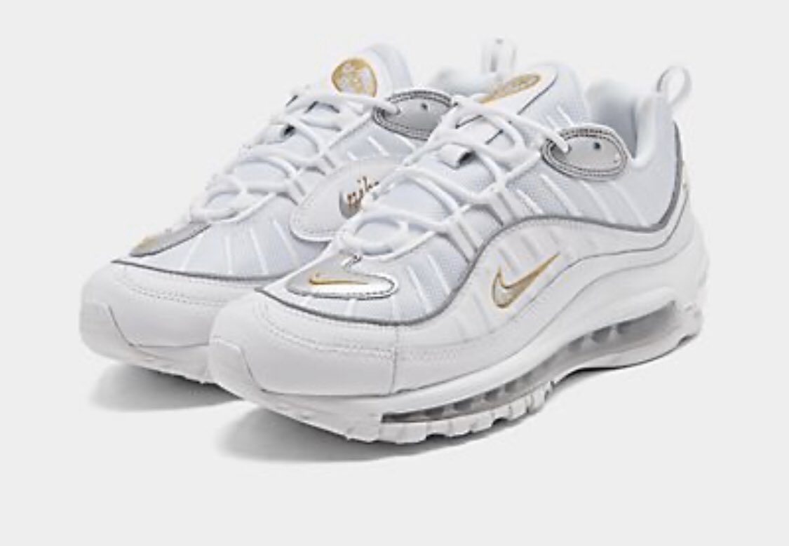 nike air max 98 white and gold