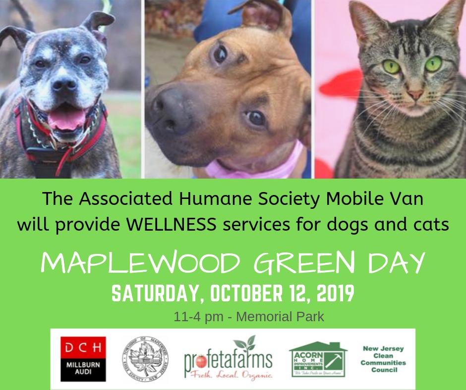 MaplewoodsGreen's tweet photo. This Saturday, October 12, at Maplewood Green Day, the Associated Humane Society Mobile Van will be providing WELLNESS services for dogs and cats.  #cats #dogs https://t.co/fOhHcOU8DA