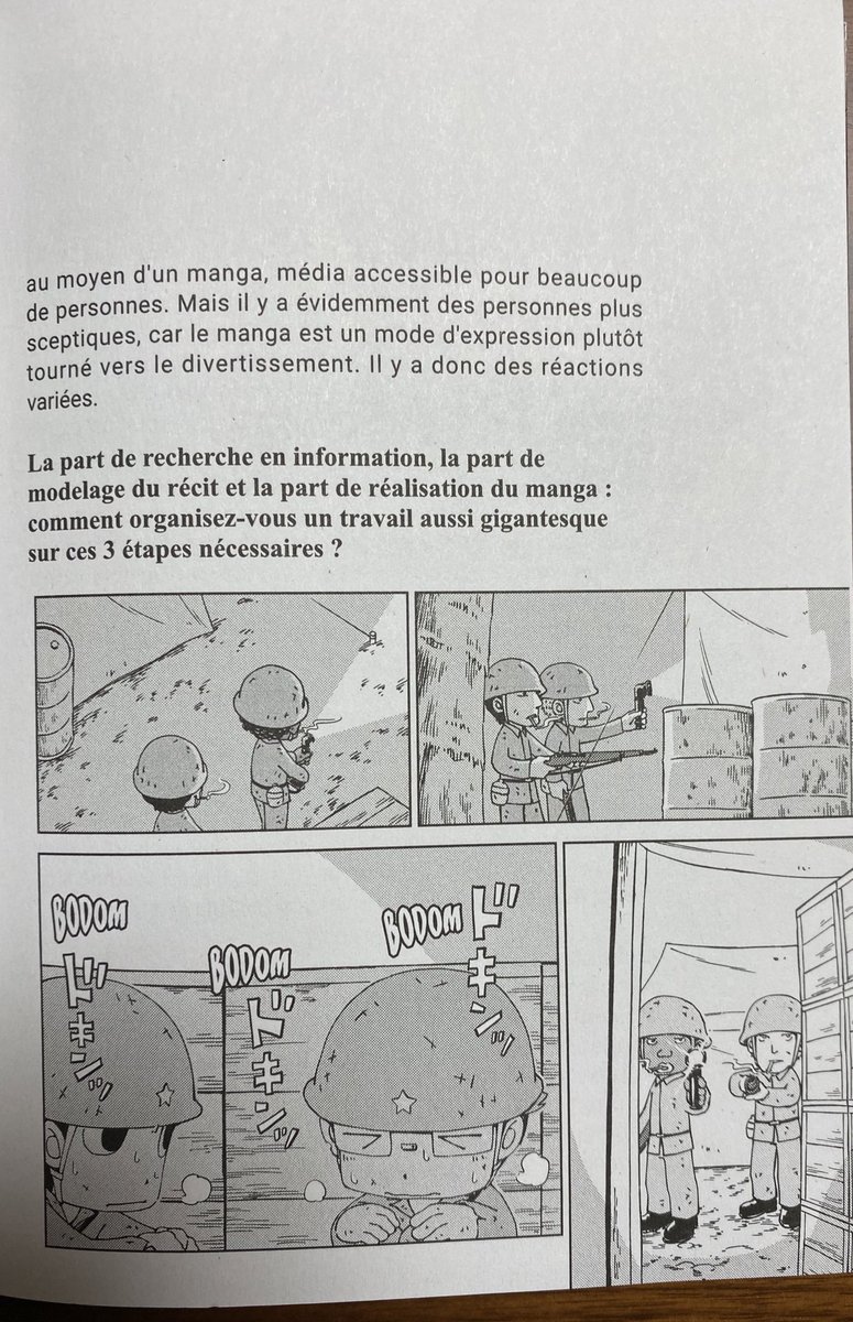 フランス語版ペリリュー6巻には、日本語版にはない著者インタビュー第2弾が巻末に掲載されています。
日本語でのインタビューを訳したものです。僕がフランス語分からないので、正しく意図が伝わっているかは不明です。