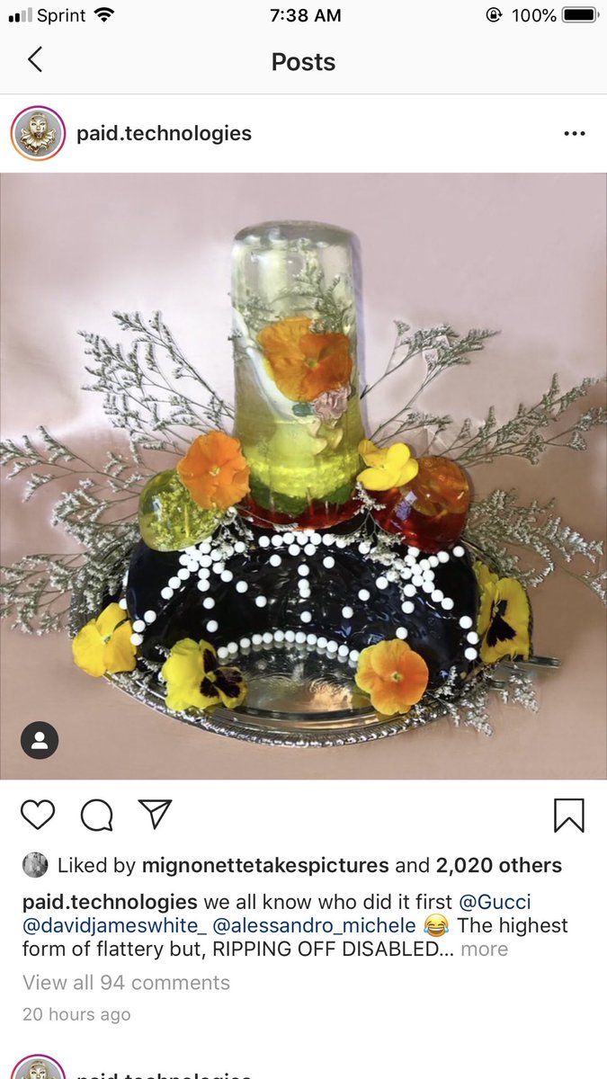 bxxwie's tweet photo. Gucci hired a disabled artist to make jelly cakes for their 2020 cruise, but at the last minute bailed and had another person rip of the original artist. Shame on Gucci for stealing creations of other artists and calling them your own. https://t.co/Wy1pNOe8ik