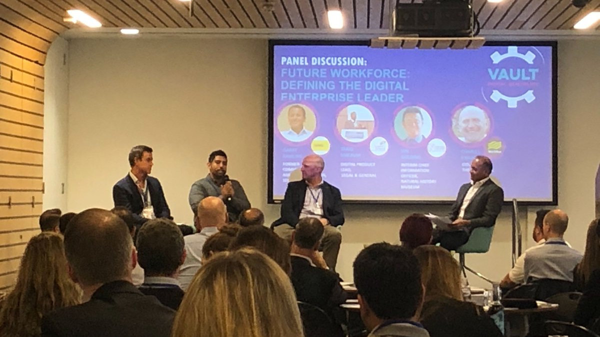 fowseries's tweet photo. Our second panel of the day has Tariq @landg_uk, Charles @themetoffice and Ian @NHM_London who are helping to define the digital enterprise leader. #VaultDW https://t.co/J2f54zRLFr