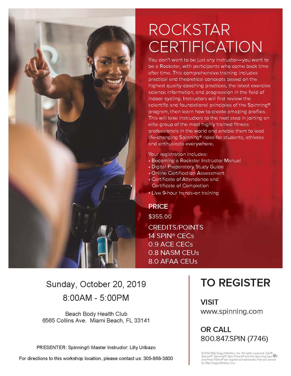 MiamiBeachGym's tweet photo. #Spinning certification this month in #MiamiBeach . Become an instructor! https://t.co/RuMrAGnAfQ