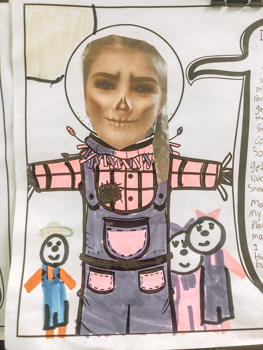MrsWillis4th's tweet photo. Our scarecrow selfie writing turned out wonderful! 4th grade had so much fun with this writing project! 🍁🎃 #pgetweets #selfiewriting #4thgradefun https://t.co/aygnNOOI1Y