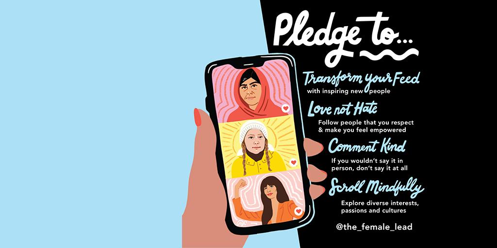 Today we take a stand to promote healthier and more positive social media use. #PledgeTo #DisruptYourFeed with @The_Female_Lead. #SocialMedia