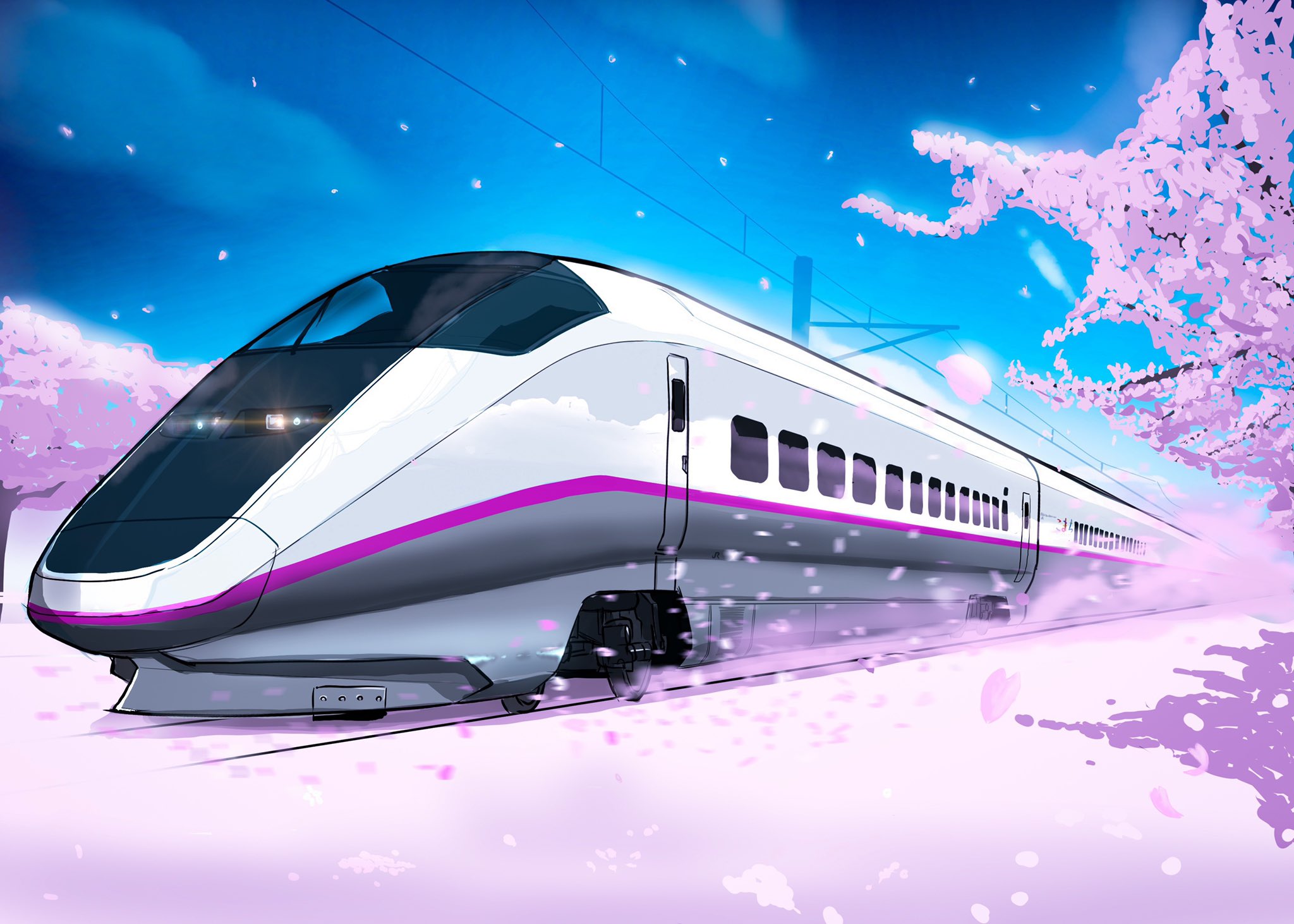 びわこまち9 花びらを舞い散らして 久々に描いたe3系 この新幹線には実に桜が似合います 系 桜 こまち 新幹線 まあ今秋ですが T Co Ssgqjww6tg Twitter